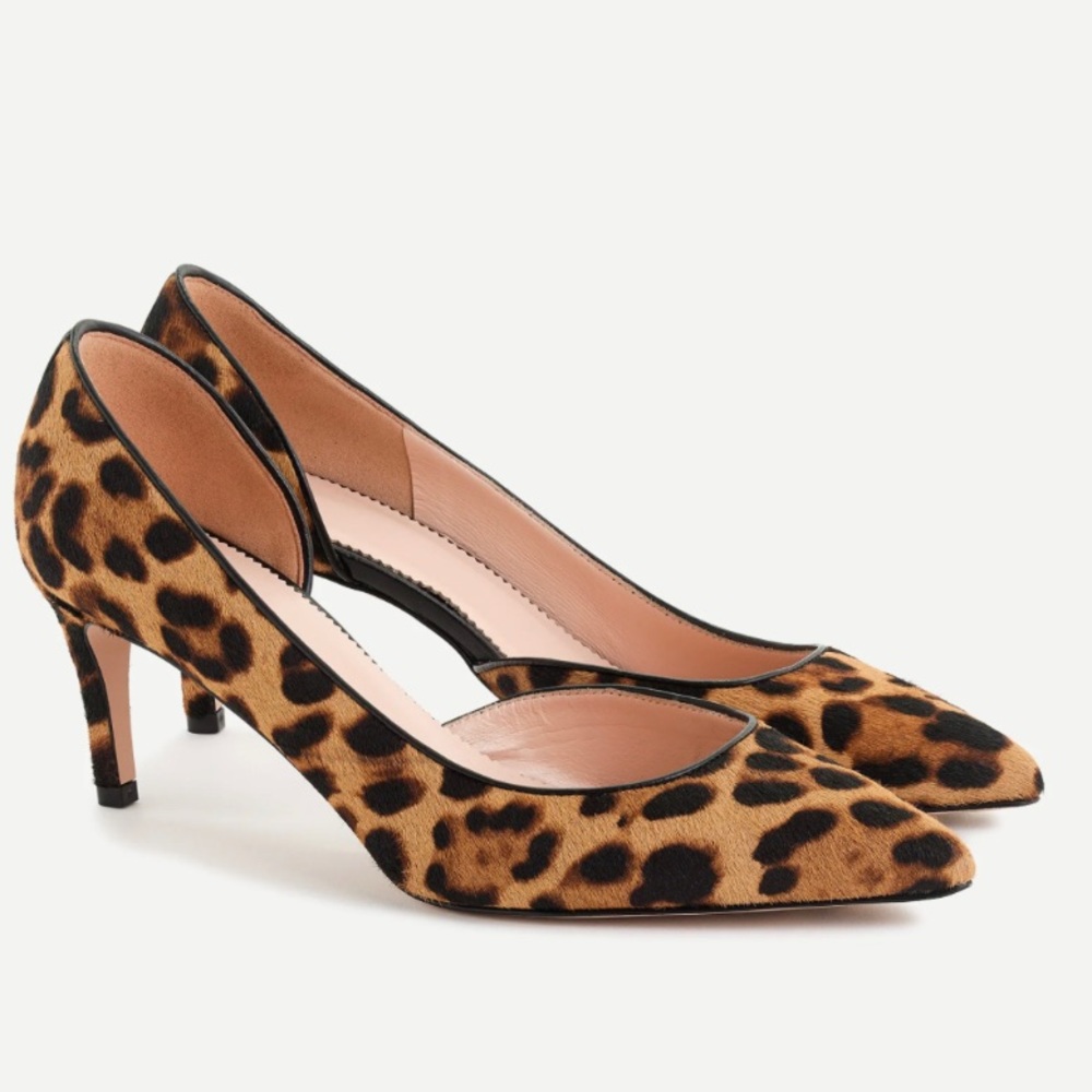 J. Crew Colette D’Orsay Leopard Animal Print Calf Hair Pumps Heels, Sz 9